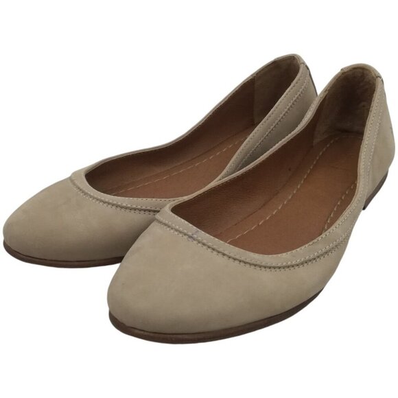 Frye Carson Beige Suede Slip On Ballet Flats Size 7.5 Classic Round Toe Leather - Picture 1 of 10